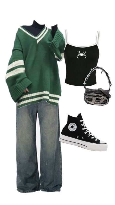 Outfit Inspo Cute Casual, Aesthetic Clothes School, Nerdy Outfits Aesthetic, 80s School Outfits, Nostalgia Outfits, Converse Aesthetic Outfit, Ways To Style Jeans, Harlem Fashion, Estilo Converse