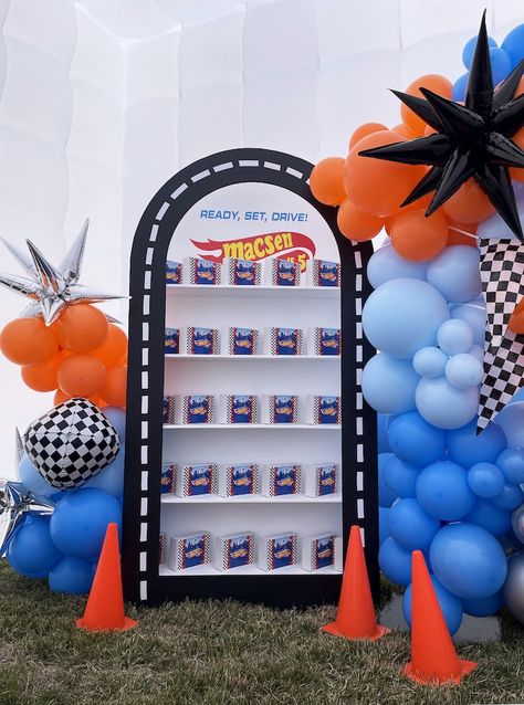 Kara's Party Ideas Hot Wheels - Ready, Set, Drive! Macsen is Five! | Kara's Party Ideas Hot Wheels Decorations Diy, Way 2 Fast Birthday, Hot Wheel Theme Party Favors, Hot Wheels Birthday Centerpieces, Hot Wheel Birthdays, Hot Wheels Treats, Hot Wheels Dessert Table, Hot Wheels Balloon Garland, Hot Wheels Centerpieces Ideas