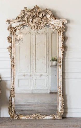 French Country Wall Mirrors, Big Fancy Mirror, French Floor Mirror, Romantic Cottage Decor, French Country Rug, Decoration Shabby, French Rococo, Ornate Mirror, Vintage Mirrors