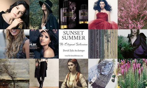 David Zyla Archetypes, Zyla Summer, Zyla Archetypes, Color Analysis Summer, David Zyla, Dark Summer, Style Analysis, Elegant Bohemian, True Summer