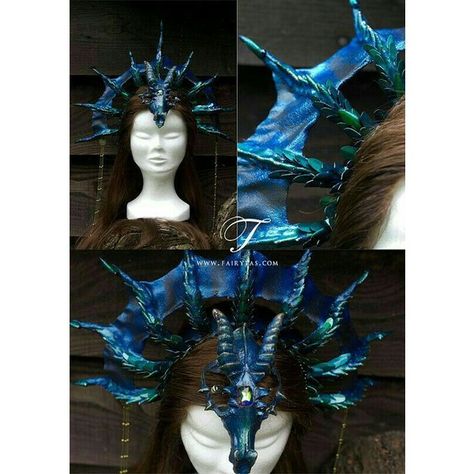 0 Dragon Headdress, Water Nymph, Dragon Mask, Dragons Crown, Headpiece Diy, Dragon Costume, Fantasy Costumes, Costume Makeup, Shrek