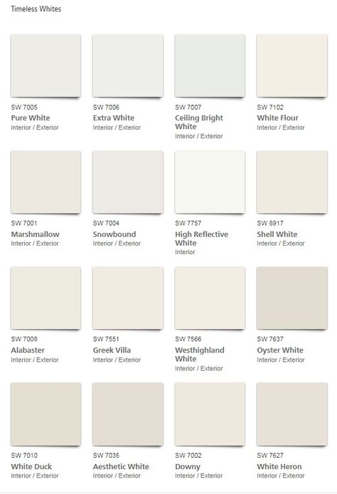 Different Shades Of White Paint, Behr Bone White Paint, White Tail Paint Color, White Palette, White Paint, Ballet White Exterior Paint, Ethereal White Paint Color, Investment House, Coastal Paint Colors