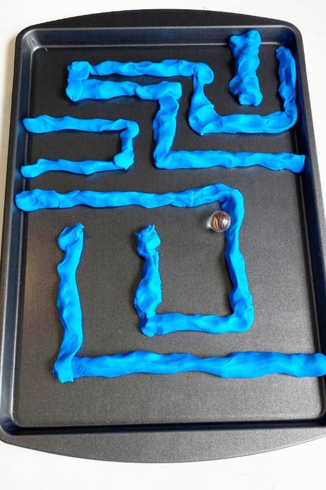 Maze Activities For Preschool, Maze Craft Preschool, Fine Motor Elementary School, Elementary Kids Activities, Preschool Playdough Activities, Maze Activities, Marble Activities For Preschool, Fine Motor Stations, Preschool Skills