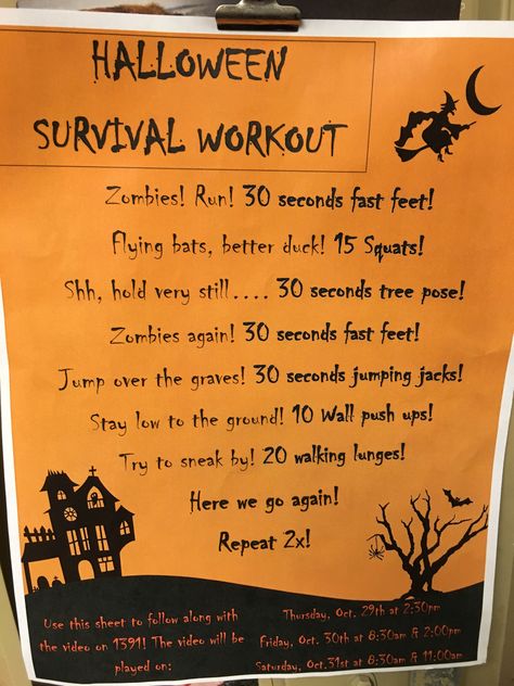 Halloween Themed Workouts, Halloween Workouts, Spin Workout Playlist, Themed Workouts, Spin Workout, Halloween Workout, Workout Names, Kids Workout, Tv Workouts