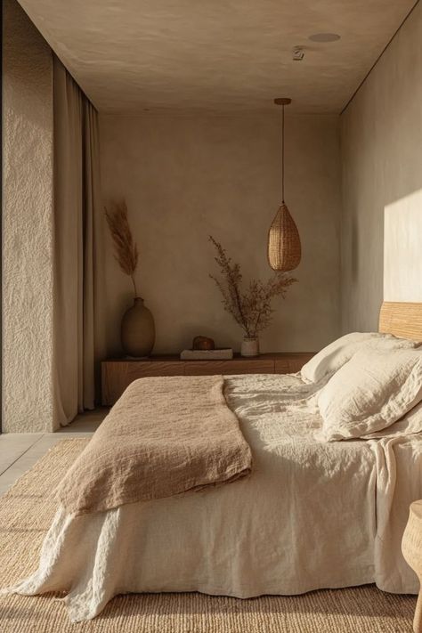 Create a calming and natural atmosphere in your bedroom with earthy tones and organic materials. Use wooden furniture, woven rugs, and linen bedding to bring a sense of warmth and connection to nature. Incorporate plants and soft lighting to enhance the earthy vibe. 🌿🪵 #EarthyBedroom #NaturalVibes #SereneSpaces Organic Bedroom, Connection To Nature, Earthy Bedroom, Woven Rugs, Wooden Furniture, Inspired By Nature, Earthy Tones, Soft Lighting, The Outdoors