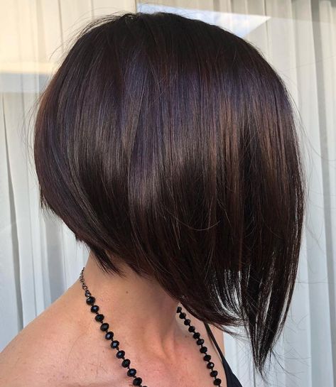 Brunette Angled Bob with Subtle Highlights