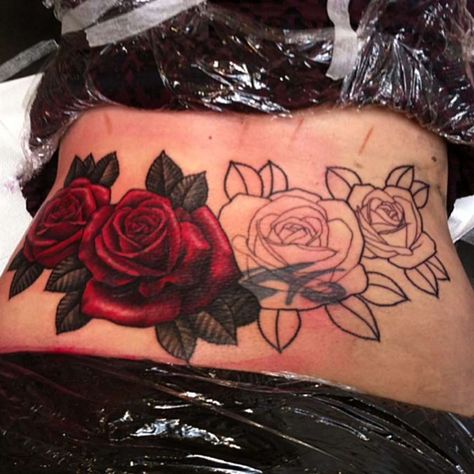 19 Best Lower Back Tattoo Cover Ups Design Ideas – EntertainmentMesh Tato Realis, Flower Cover Up Tattoos, Tatuaje Cover Up, Simbolos Tattoo, Cover Up Ideas, Birthday Tattoo, Girl Back Tattoos, Maori Tattoos, Tattoo Rose