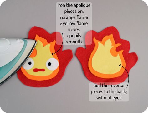 Freebie Friday! Calcifer Plush | Choly Knight Felt Calcifer, Calcifer Plush Diy, Diy Calcifer, Felt Anime, Felt Plush, Studio Ghibli Crafts, Felt Monster, Polymer Clay Kawaii, Softie Pattern