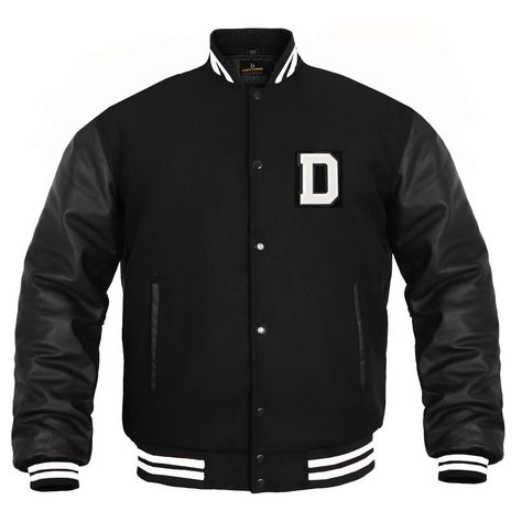 PRICES MAY VARY. *Please select size according to the listing image*The Classic Varsity Jacket is Crafted in a Superior Quality Wool Body and Top Quality Cowhide Leather Sleeves. Please send us message for a letter you want to put on--We can customize Jacket's Body color, Arms color and Patch color according to your instructions (please send us separate message for customization Letter, color or size) *Jacket has Polyester Quilted Lining, Keeping you Warm, even During the Coldest Days.*White Pla Custom Varsity Jackets, Jacket With Patches, Leather Sleeves, Custom Jacket, Leather Sleeve, Body Color, Baseball Team, Winter Casual, Casual Jacket