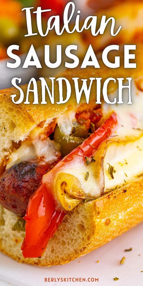 Close up view of a grilled Italian sausage sandwich. Italian Sausage Sandwich Recipes, Italian Sausage Sliders, Italian Sausage Sandwiches, Sausage Sandwich Recipes, Sausage Sliders, Grilled Italian Sausage, Italian Sausage Sandwich, Sausage Sandwich, Broccoli Dishes