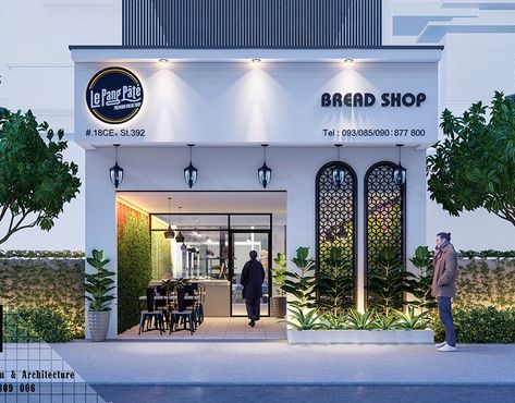 Mini Cafeteria, Restaurant Facade, Small Restaurant Design, Cafe Exterior, Retail Facade, Commercial Design Exterior, Shop Facade, Concept Models Architecture, Storefront Design