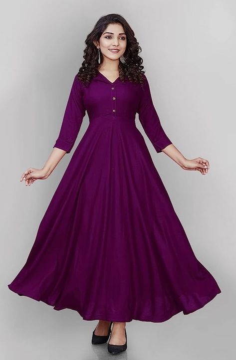 GLOBON IMPEX Indian Degsiner Solid Woven Maxi Dress Anarkali Shape Ankle Length Gown for events Ankle Length Gown, Maxi Frocks, Dress Anarkali, Gown For Women, Maxi Dress For Women, Designer Anarkali, Designer Saree Blouse Patterns, Saree Models, Rayon Dress