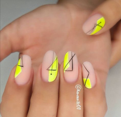 Neon Geometric Nails, Geometry Nails, Beachy Nails, Velvet Nails, Magic Nails, Manicure Nail Designs, Sweater Nails, Gel Nails Diy, Geometric Nail