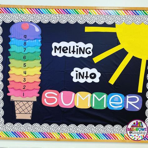 Jen: Rainbows and Reading on Instagram: “It’s the final countdown, and we are melting our way into summer with this fun bulletin board. It has been quite the year, but I still…” One Sharp Bunch, Ice Cream Sundae Bar, Final Countdown, Sundae Bar, The Final Countdown, An Ice Cream, Ice Cream Sundae, The Last Day, Classroom Activities