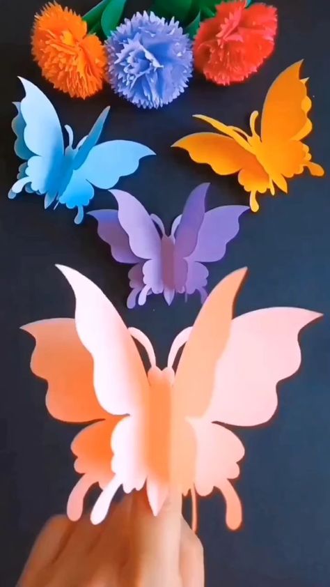 Kraf Kertas, Diy Flores, Handmade Paper Crafts, Paper Butterflies, Paper Butterfly, Handmade Flowers Paper, Diy Paper Crafts Decoration, Paper Flowers Craft, Diy Crafts Paper Flowers