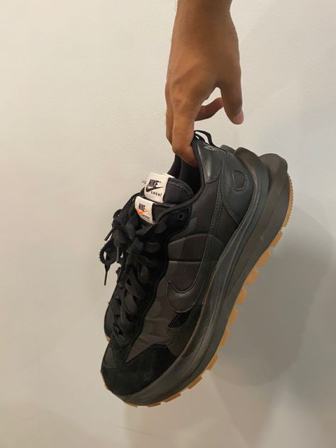 black Nike sacai sneakers Nike Sacai Vaporwaffle, Sacai Nike, Nike Sneakers Black, Shoe List, Black Nike Sneakers, Nike Sacai, Black Gums, Black Nike, Nike Sneakers