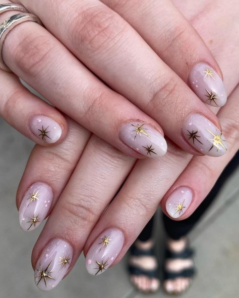 Star Of Bethlehem Nails, Astro Nails, Starburst Nails, Keeping Up Appearances, Atomic Starburst, Star Of Bethlehem, Cute Gel Nails, Birthday Nails, Rhinestone Nails