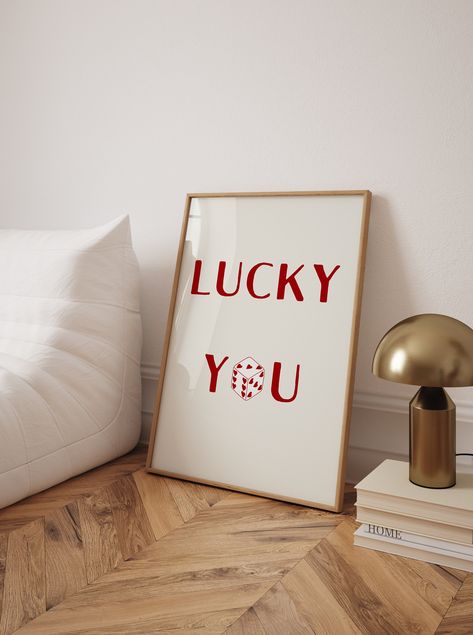 Positive Energy Decor, Red Wall Decor, Vibe Vintage, Wall Decor Retro, Pinterest Contest, Poster High Quality, Red Wall, Lucky Number, Lucky You