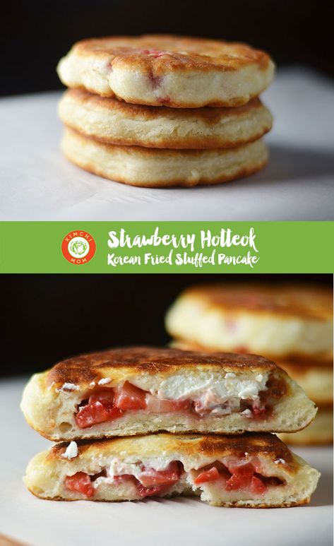 Hotteok Recipe, Korean Strawberry, Strawberry Recipes Easy, Stuffed Pancakes, Breakfast Favorites, Slow Cooker Apple Butter, Crepes And Waffles, Healthy Pancakes, Spring Dishes