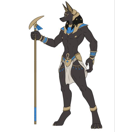 Anubis Character Design, Egyptian Character Design, Egyptian Jackal, Dream Daddy Fanart, Egyptian Artwork, Egyptian Anubis, Anime Egyptian, Egyptian Clothing, Ancient Egypt Gods