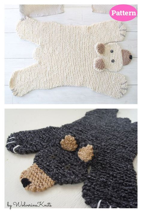 Bear Rug Knitting Pattern Throw Carpets, Crochet Bear Rug, Diy Rugs, Rugs Ideas, Textured Rug, Knit Rug, Rug Patterns, Animal Rug, Bear Rug