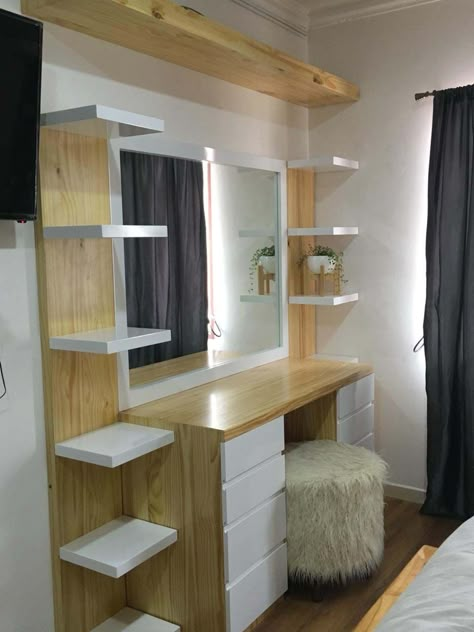 Vanity Ideas Bedroom, Wooden Bedroom Furniture Sets, Corner Makeup Vanity, Luxury Room Design, Modern Dressing Table Designs, Furniture Sets Design, Wooden Bedroom Furniture, Makeup Vanity Table, Dressing Room Decor