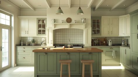 (2024) 47+ Sage green kitchen cabinets design ideas and tips Sage Green And Natural Wood, Green And Natural Wood Kitchen, Sage Cabinets Kitchen, Green Shaker Cabinets, Sage Green Kitchen Cabinets, Kitchen Cabinets Design Ideas, Villa Kitchen, Cabinets Design Ideas, Kitchen Cabinets Design