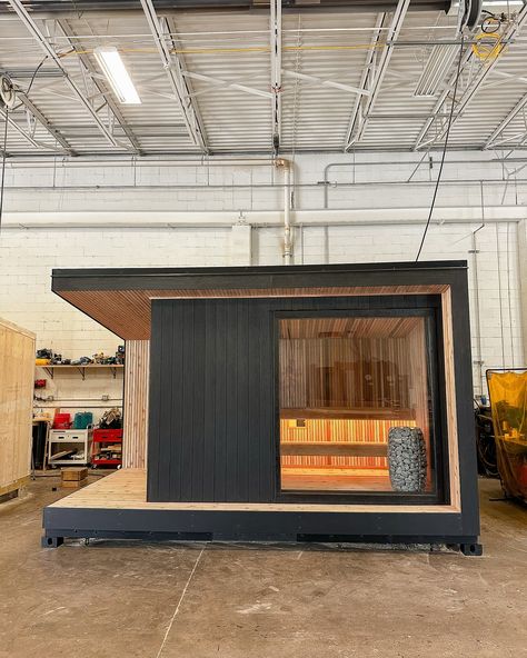 A closer look at this beautiful Model 5+ outdoor sauna heading to Maryland. 🛣️ Our Model 5+ has all the features of our best-selling Model 5 with the addition of a changing room for extra space to rest, stretch, and store items. Other features of this sauna: - Seating for up to 5 people - Convenient changing room without a window wall for added privacy - Burnt + brushed thermally-modified cladding from @arborwood.co - Matte black hardware throughout - Wi-Fi-enabled electric sauna stove... Sauna Seating, Sauna Stove, Outdoor Sauna, Matte Black Hardware, Changing Room, Window Wall, Black Hardware, Maryland, Stove