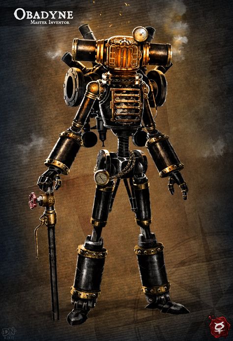 Obadyne--Master Inventor, David Nakayama on ArtStation at https://www.artstation.com/artwork/RBqy Steam Robot, Steampunk Robots, Steampunk Illustration, Project Mercury, Steampunk Robot, City Of Heroes, Steampunk Characters, Steampunk Tendencies, Steampunk Artwork