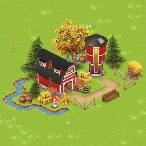 Hay Day Farm Design Level 34, Hay Day Chicken Coop Design, Hay Day Full Farm Design, Best Hayday Farm Designs, Hayday Silo Design, Hay Day Farm Layout Ideas, Hay Day Barn And Silo Design, Hay Day Entrance Design, Hay Day Animal Area