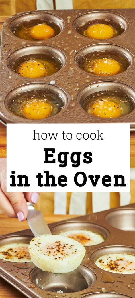 Eggs In The Oven, Oven Baked Eggs, Eggs In Oven, Oven Food, Ways To Cook Eggs, Cook Eggs, Baked Eggs Recipe, Breakfast For A Crowd, Over Easy Eggs