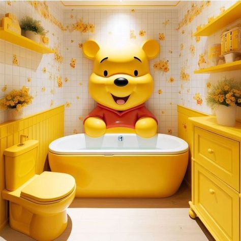 Winnie The Pooh House Decor, Winnie The Pooh Bathroom, Winnie The Pooh Bedroom, Winnie The Pooh Room, Pooh Bedroom, Winnie Phoo, Winie The Pooh, Canopy Decor, Disney Themed Rooms