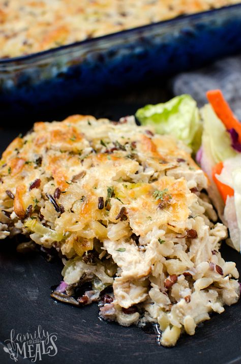 Chicken Wild Rice Casserole - FamilyFreshMeals.com Chicken And Wild Rice Recipes Healthy, Chicken Wild Rice Casserole, Wild Rice Recipes, Chicken Wild Rice, Wild Rice Casserole, Chicken And Wild Rice, Family Fresh Meals, Savory Food, Spanish Rice