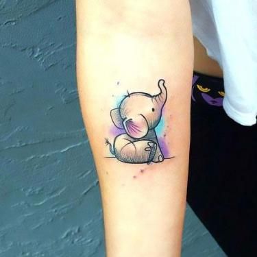 99+ Marvelous Small Tattoo Design Ideas Alzheimers Tattoo, Simple Girl Tattoos, Baby Elephant Tattoo, Nose Tattoo, Cute Elephant Tattoo, Watercolour Tattoos, Sisters Tattoo, Petit Tattoo, Tattoos Mandala