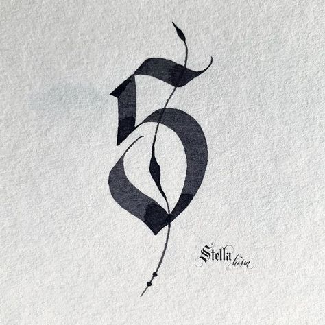 Stellating on Instagram: "Number 5 - Gothic numbers (Ikebana collection) #cmalphabet_day32 #calligraphymasterschallenges21" 5 Tattoo Number Design, Number 5 Tattoo Fonts, 5 Number Tattoo, 16 Tattoo Number Fonts, 5 Tattoo Ideas Number, Number 5 Tattoo Ideas, 1 Tattoo Number, Gothic Number Tattoo, 5 Tattoo Number