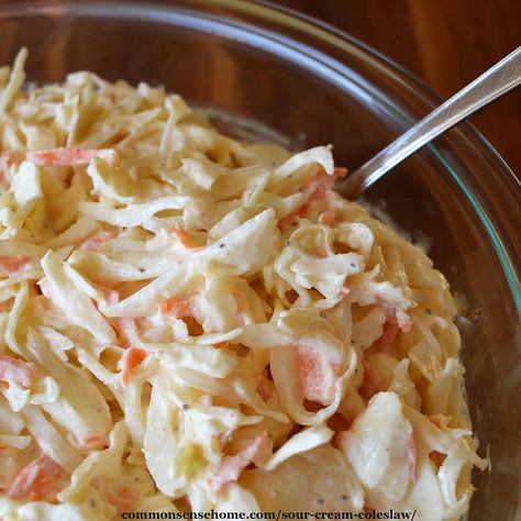 Cole Slaw Recipe No Mayo, Recipes Using Sour Cream, Creamy Coleslaw Dressing, Coleslaw Dressing Recipe, Easy Cabbage Recipes, Slaw Dressing, Coleslaw Dressing, Homemade Coleslaw, Creamy Coleslaw