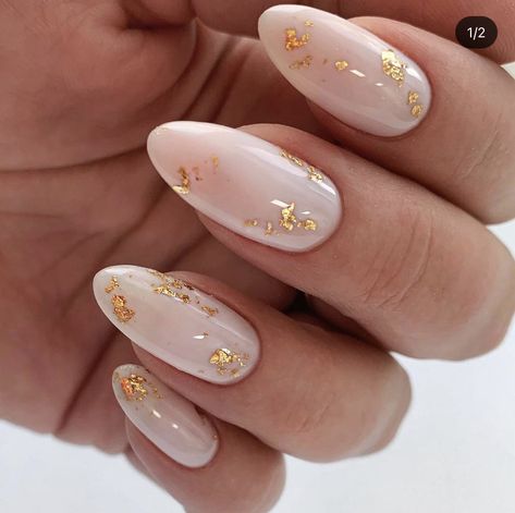 Acrylic Nails Almond Shape, Foil Nail Art, Beauty Hacks Nails, Milky Nails, Gold Glitter Nails, Pink Manicure, Modern Nails, Basic Nails, Blush Nails