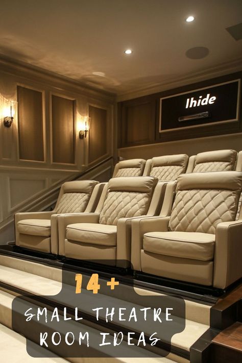 Create the perfect movie-night vibe with these 14 small theatre room ideas! Explore comfy seating, soundproofing tips, and creative layouts. Click now! 🍿✨🎬 #SmallTheatreRoom #HomeTheatreDesign #MovieRoomIdeas #CozySpaces #InteriorInspo #MovieNightGoals #StylishDecor Small Basement Movie Theater Ideas, Bonus Movie Room, Theater Concession Stand Ideas, Small Theatre Room Ideas Layout, Movie Room Seating Ideas, Movie Theatre Room Ideas, Small Movie Theater Room Ideas, Mini Theater Room Design, Movie Theater Room Ideas