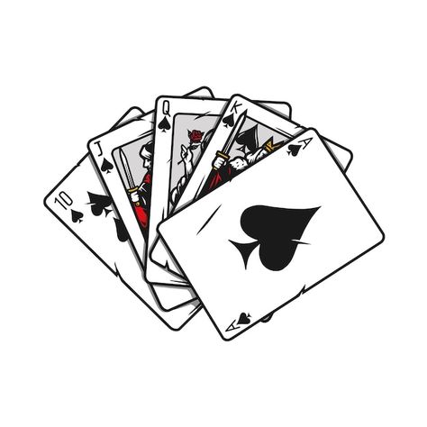 Vector royal flush of spades poker hand | Premium Vector #Freepik #vector #ace-logo #king-card #ace-spades #spade Marine Tattoo, Beer Glass Cups, Thumbs Up Sign, Pirate Eye Patches, King Card, Retro Helmet, Flag Template, Poker Hands, Hat Vector