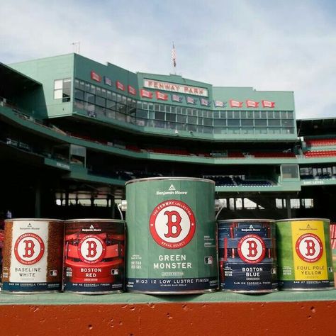 Boston Red Sox Fenway Collection from #BenjaminMoore. Now the colors used for the Green Monster Scoreboard are available to everyone! Perfect for painting a baseball theme in a little boy's or girl's room, we think. Available now at #HikesPointPaint Red Sox Room, Baseball Bedroom, Red Sox Nation, Paint Your House, Recreational Room, Red Socks Fan, Exterior Stain, Red Sox Baseball, Boston Strong