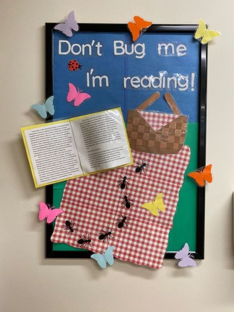 15 July Bulletin Board Ideas To Make Your Classroom Pop Open Book Bulletin Board, Library Summer Display, July Library Display Ideas, Summer Reading Bulletin Boards, Summer Library Displays, July Bulletin Board Ideas, July Bulletin Board, Cafeteria Decorations, Cool Bulletin Boards