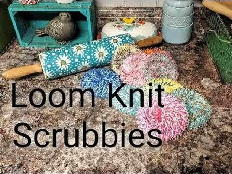 Loom Scrubbies, Knitting Scrubbies Free Pattern, Knitting Loom For Beginners, Knit Scrubbies, Scrubby Yarn Patterns, Loom Knitting Patterns Free, Knitting Loom Projects, Loom Knitting For Beginners, Round Loom Knitting