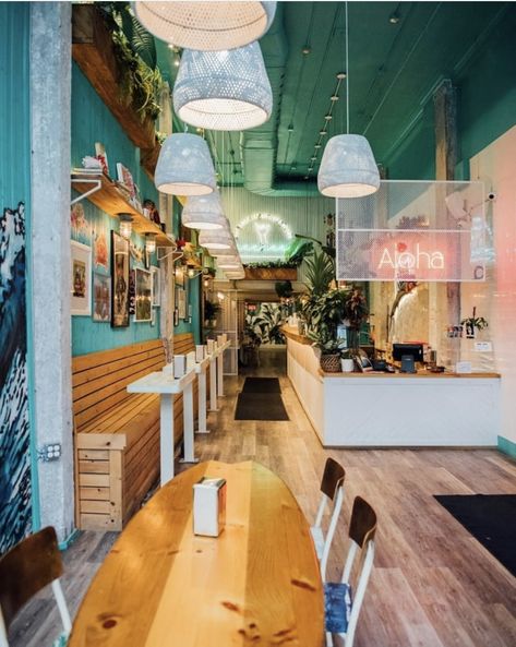 Surf Bar, Resturant Design, Coffee Shop Interior Design, Decoration Restaurant, Smoothie Bar, Surf Decor, Coffee Shops Interior, Beach Cafe, Restaurant Concept