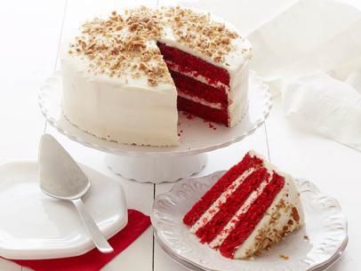 Southern Red Velvet Cake Recipe | Food Network Southern Red Velvet Cake, Rotating Cake Stand, Red Velvet Cake Recipe, Velvet Cake Recipes, Torte Cupcake, Red Cake, Duncan Hines, Thanksgiving Food Desserts, Cupcake Cake