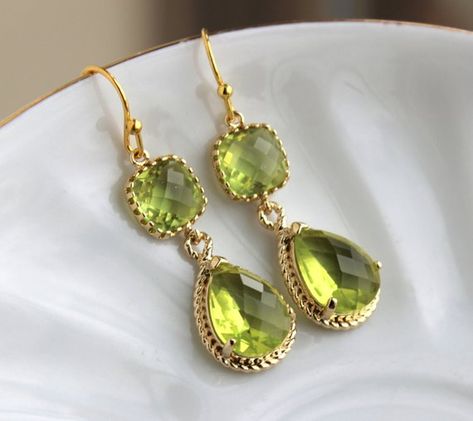 image 0 Chartreuse Earrings, Spinel Jewelry, Formal Earrings, Peridot Jewelry, Peridot Earrings, Peridot Necklace, Glass Block, Earrings Bridesmaid, Perfect Palette