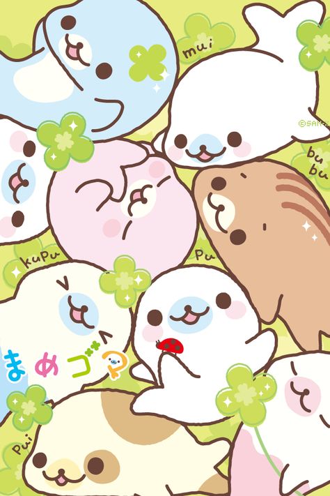 Kawaii Mamegoma Cats Face Drawing, Cat Face Drawing, Drawing Kawaii, Cats Face, Cute Seals, Cute Animal Drawings Kawaii, Kawaii Cat, Madoka Magica, Kawaii Wallpaper