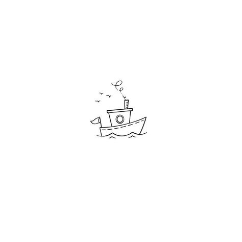 Boat Outline Tattoo, Tugboat Tattoo, Small Boat Tattoo, Boat Tattoo Design, Boat Doodle, Eco Logo Design, Boat Tattoo, Beach Tattoo, Doodle Tattoo