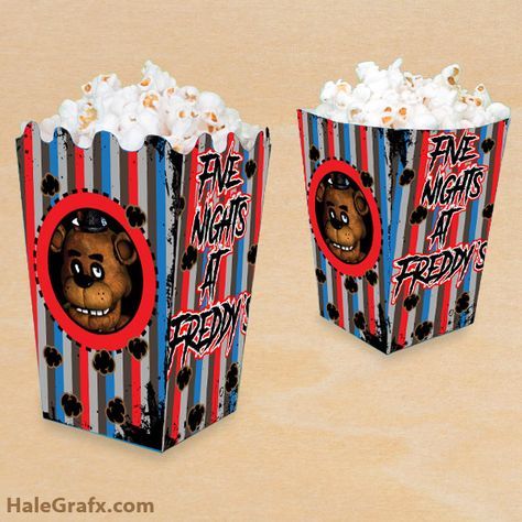 Free printable Five Nights at Freddy's popcorn box Five Nights At Freddy's Birthday Ideas, Five Nights At Freddy's Party, Popcorn Box Printable, Control Ps4, Fnaf Birthday, Fnaf Crafts, Box Printable, Wolf Team, Popcorn Boxes