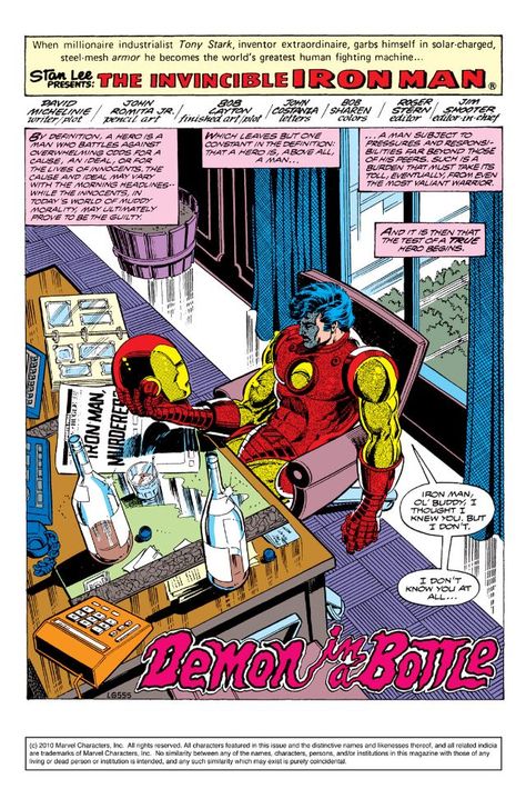 Iron Man Comic Panel, Demon In A Bottle, Iron Man Comic Cover, Iron Man Comic Art, Anthony Stark, Bob Books, John Romita Jr, Iron Man Comic, Iron Man Avengers