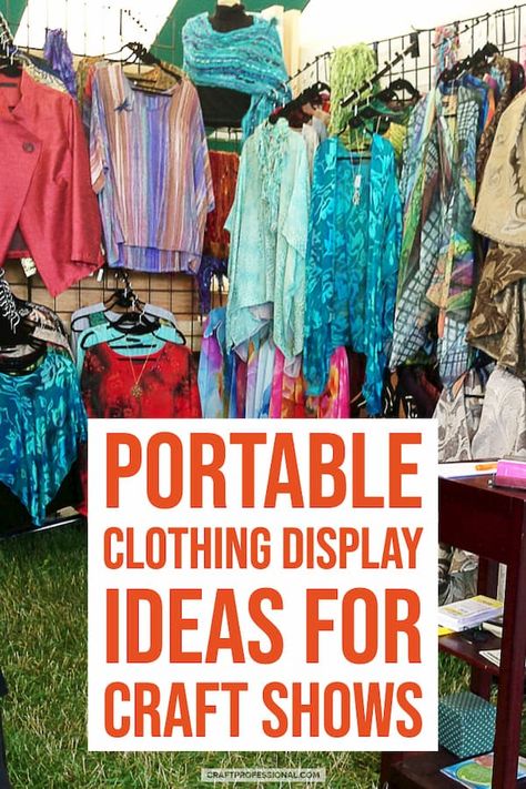 Portable clothing display ideas for craft shows. Diy Clothing Rack For Vendor Events, Clothing Vendor Booth Display, Diy Clothes Rack For Yard Sale, Clothing Booth Display Ideas, Clothing Display Ideas, Vendor Booth Display Ideas Clothing, Display Ideas For Craft Shows, Ideas For Craft Shows, Clothing Booth Display